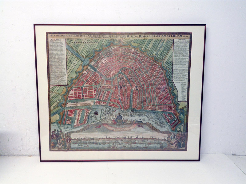 cuadro lamina mapa ciudad amsterdam holanda metal cristal 56.3x67.5x2 1u